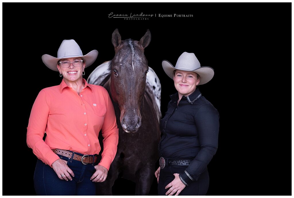 Appaloosa horse portrait with owner in Williams Lake BC