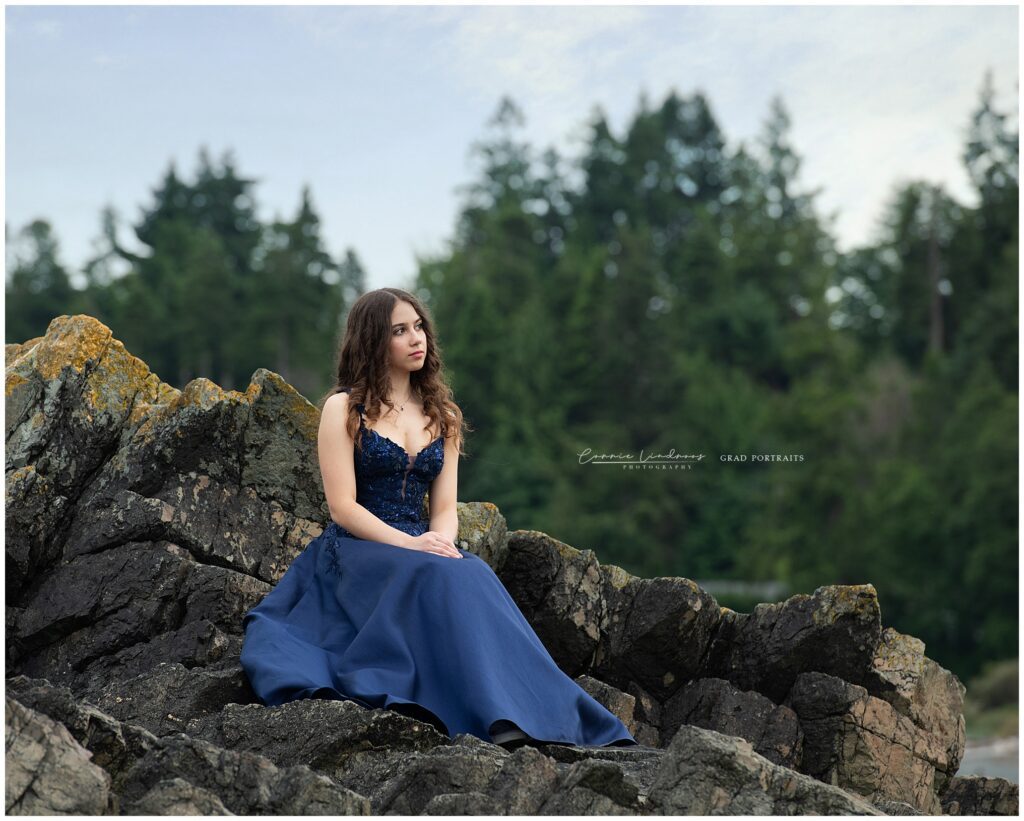High school graduate photographed at Piper’s Lagoon BC